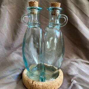 Vetreria Etrusca Of Italy Aqua Green Oil/Vinegar With Cork